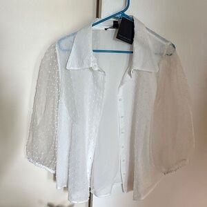 White Dotted Blouse Or Jacket Sz XL